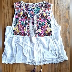 Free People Embroidered Sleeveless Top